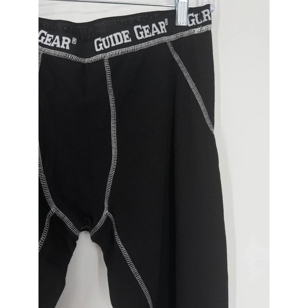 Guide Gear Mens Thermal Leggings Medium Black Base Layer Waffle Knit Outdoor